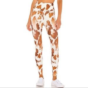 NEW WEWOREWHAT BROWN COW PRINT HIGH WAIST LEGGINGS